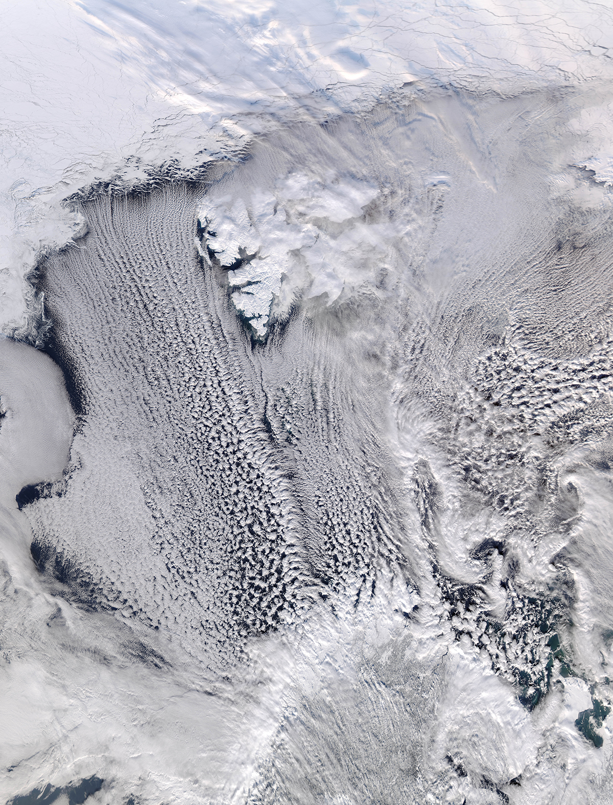 Satellittbilde av et kaldsluftsutbrudd