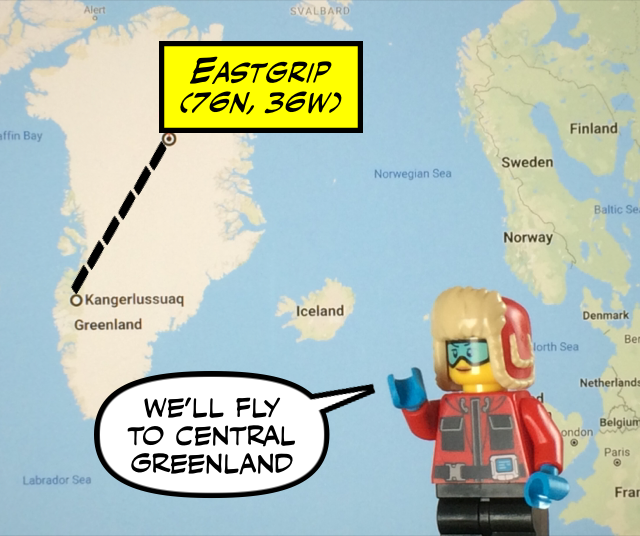 Legofigur med kart over Grønland