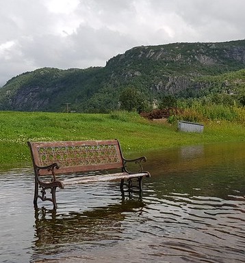 Park bench under water. (Photo: Ellen Viste)