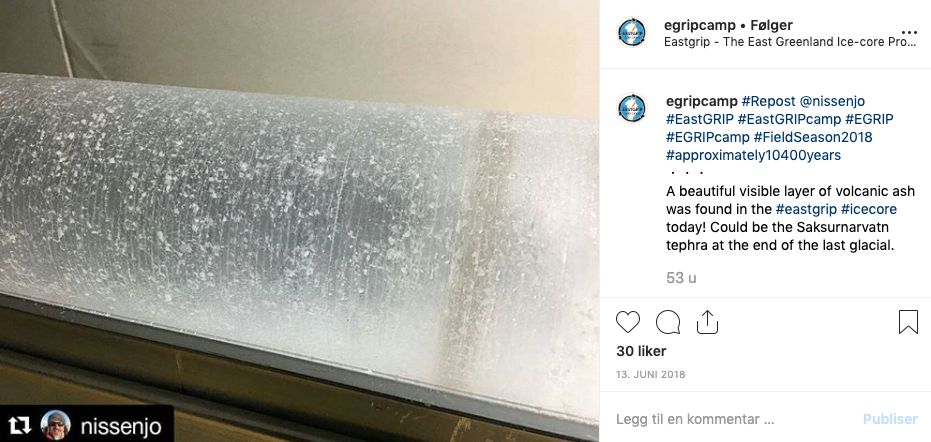 Iskjerne med mørkt lag henta frå Instagram