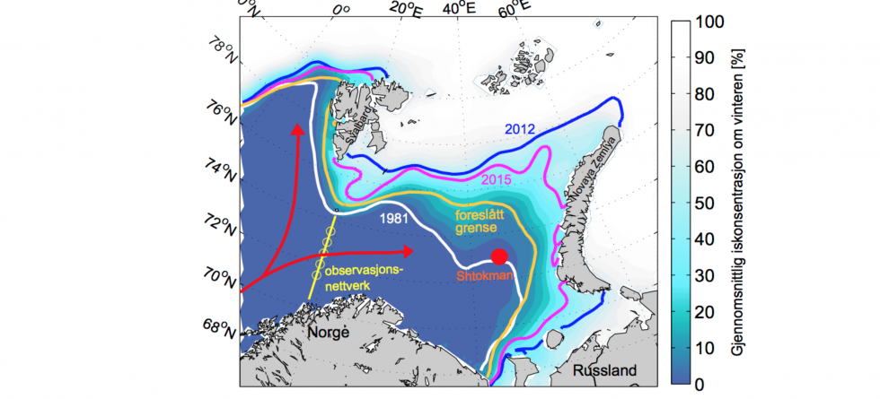 Iskanten i Barentshavet, figur over utviklingen 
